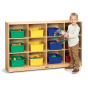 Jonti-Craft 12 Tub Large Mobile Classroom Storage Unit with Colored Tubs