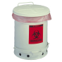 Justrite Foot-Operated 10 Gallon Biohazard Waste Safety Can, White