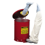 Justrite 09300 Foot-Operated 10 Gallon Oily Waste Safety Can, Red