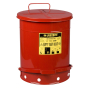 Justrite 09500 Foot-Operated 14 Gallon Oily Waste Safety Can, Red