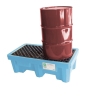 Ultratech Fluorinated Nestable Spill Pallets, 66 Gallons (2-drum model shown with 55 gallon drum)