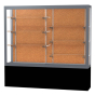 Cork Back Floor Display Case, Satin Frame Natural, Black Laminate Base
