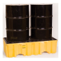 Eagle 2-Drum 51" W x 26.25" L Spill Containment Pallet, 66 Gallons (no drain in yellow, example of use)