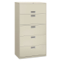 HON Brigade 5-Drawer 36" Wide Lateral File Cabinet, Letter & Legal Size (Shown in Light Grey)