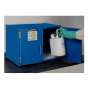 Just-Rite 24120 Wood Laminate Countertop Two Door Corrosives Acids Safety Cabinet, six 2-1/2 Liter Bottles, Blue (example of use)
