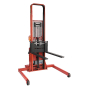 Wesco 76" Lift 1500 lb Load Fully Powered Electric Adjustable Leg Fork Stacker