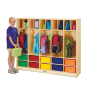 Jonti-Craft Large 5-Section Cubbie Coat Locker Organizer, 10 Colored Tubs