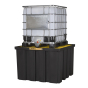 Just-Rite Ecopolyblend 28674 372-Gallon Capacity Indoor IBC Intermediate Bulk Crate with Forklift Pockets (example of use)