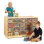 Jonti-Craft Double-Sided 40 Cubbie-Tray Island Classroom Storage Unit with Clear Trays