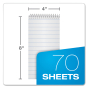 Ampad Earthwise 4" x 8" 70-Sheet Pitman Rule Recycled Notepad, White Paper