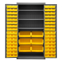 Durham Steel 3-Shelf Bin Storage Cabinet, 102 Hook-On Bins (Shown in Yellow)