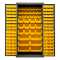 Durham Steel Bin Storage Cabinet, 132 Hook-On Bins (Shown in Yellow)