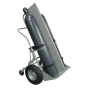 Justrite 1000 lb Firewall Double Cylinder Hand Truck, 16" Pneumatic & Rear Casters