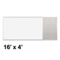 Best-Rite Style-E 16 x 4 Combo-Rite Tackboard and Porcelain Magnetic Combination Whiteboard (Shown in Sterling)