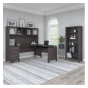 Bush Furniture Somerset 72" W 3 Position Sit to Stand L-Shaped Office Desk with Hutch and Bookcase