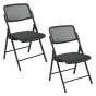 Office Star Pro-Line II 400 lb. Capacity Deluxe Stacking Folding Chair, 2-Pack, Black