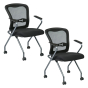 Office Star Pro-Line II Deluxe ProGrid Mesh-Back Fabric Nesting Guest Chair, 2-Pack