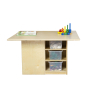 Wood Designs Classroom 12-Cubby Table and Storage Unit with Clear Trays, 20" H x 36" W x 36" D