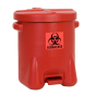 Eagle 947BIO 14 Gallon Polyethylene Biohazard Waste Safety Can with Foot Lever, Red