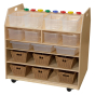 Wood Designs Classroom Mobile Art Multi-Storage Trolley with Clear Trays, 36" H x 37" W x 27" D