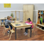 Wood Designs 48" W x 36" D Adjustable High Pressure Laminate Elementary School Table With Sneeze Guard
