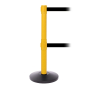 SafetyPro Twin Outdoor Safety Belt Barrier Stanchion (Shown in Yellow with Black Belts)
