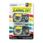 Casio KL XR18YW2S 18 mm x 26 ft. Label Tape Cassette, Black on Yellow, 2/Pack