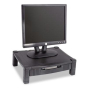Kantek 3" to 6-1/2" H Height-Adjustable Monitor Stand with Drawer, Black