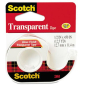Scotch Transparent Tape with Dispenser, Clear, 1" Core