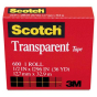 Scotch 1/2" x 36 yds Transparent Tape, 1" Core