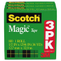 Scotch 1/2" x 36 yds Clear Magic Tape, 1" Core, 3-Pack