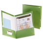 Oxford 100-Sheet 8-1/2" x 11" Laminated Two-Pocket Portfolio, Metallic Green, 25/Box