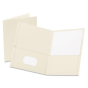 Oxford 100-Sheet 8-1/2" x 11" Embossed Leather Grain Two-Pocket Portfolio, White, 25/Box