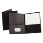 Oxford 100-Sheet 8-1/2" x 11" Embossed Leather Grain Two-Pocket Portfolio, Black, 25/Box
