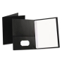 Oxford 1/2" Capacity 8-1/2" x 11" Tang Fastener Twin-Pocket Folders, Black, 25/Box