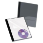 Oxford 1/2" Capacity 8-1/2" x 11" Prong Fastener CD Pocket Report Cover, Black, 25/Box