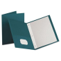 Oxford 1/2" Capacity 8-1/2" x 11" Tang Fastener Twin-Pocket Folders, Teal, 25/Box
