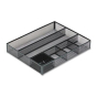 Rolodex 6-Compartment Metal Mesh Deep Desk Drawer Organizer, Black