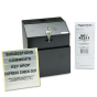Safco Steel Suggestion/Key Drop Box with Locking Top, 7" W x 6" D x 8.5" H, Black