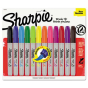 Sharpie Permanent Marker, Brush Tip, Assorted, 12-Pack