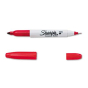 Sharpie Twin-Tip Permanent Marker, Fine/Ultra Fine Point, Red