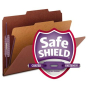 Smead 4-Section Letter 25-Point Pressboard Self Tab Classification Folders, Red, 10/Box