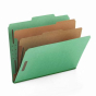 Smead 6-Section Letter 23-Point Pressboard Top Tab Classification Folders, Green, 10/Box