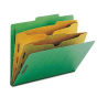 Smead 6-Section Letter 23-Point Pressboard 2-Pocket Classification Folders, Green, 10/Box