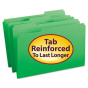 Smead Reinforced 1/3 Cut Top Tab Legal File Folder, Green, 100/Box