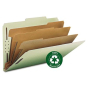 Smead Recycled 8-Section Legal 25-Point Pressboard Classification Folders, Gray-Green, 10/Box