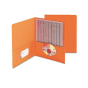 Smead 100-Sheet 8-1/2" x 11" Embossed Leather Grain Two-Pocket Portfolios, Orange, 25/Box