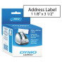Dymo LabelWriter 1-1/8" x 3-1/2" Address Labels, White, 700/Pack