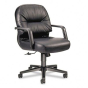 HON Pillow-Soft 2092 Leather Mid-Back Managers Chair, Black