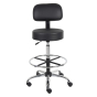 Boss Antimicrobial Caressoft Medical Doctor's Stool, Footring, Black